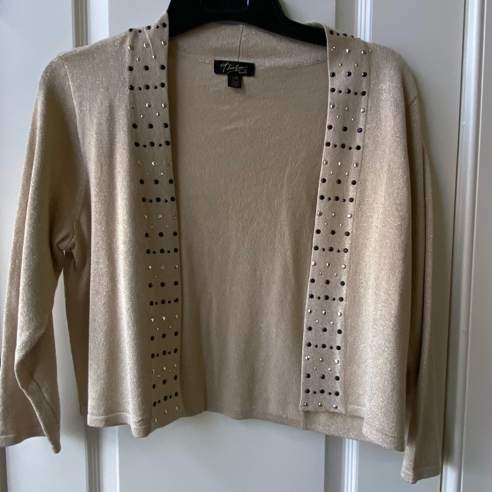 Gold Sweater with Studded Detail by Thalia Sodi